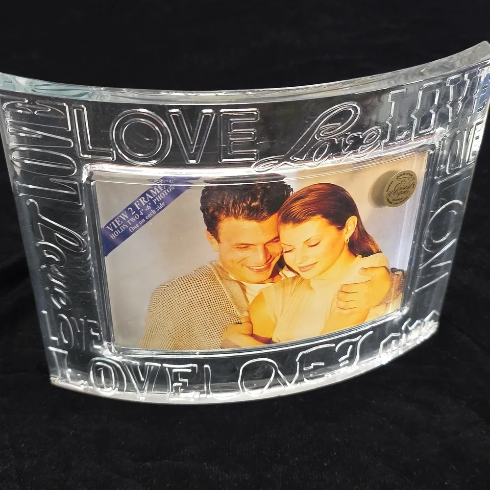 Cristal d' Arques Crystal Petals 24% Crystal Photo Frame, LOVE, 8.5‎ X 6.5 NIB